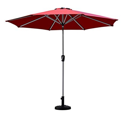 JRZTC Parasoles de jardín al Aire Libre Sombrilla de Parasol al Aire Libre para Playa/Piscina/Patio/café, Parasol de jardín Rojo de 2,7 m con manivela