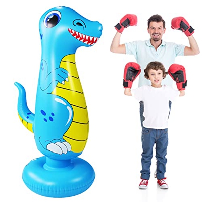Saco de boxeo inflable para niños, LncBoc 120cm Saco de Boxeo Hinchable de Pie, PVC Fitness Boxeo Inflable Saco de Arena Columna Tumbler Saco de Arena