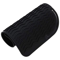Alfombrilla resistente al calor plegable, cubierta de plancha para el cabello, anillo de hebilla fácil de limpiar para peluquerías(black) precio
