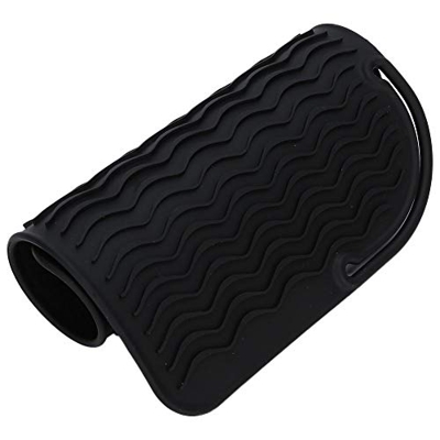 Alfombrilla resistente al calor plegable, cubierta de plancha para el cabello, anillo de hebilla fácil de limpiar para peluquerías(black)