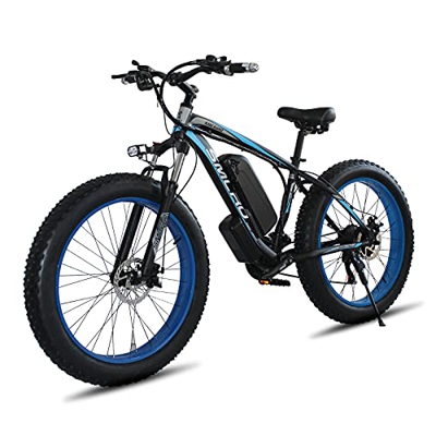 Bicicleta eléctrica para Adultos, 26"4.0 Fat Tire E-Bike, Batería de Litio extraíble, Equipo de 21 velocidades, Bicicleta eléctrica de montaña, Bicicl