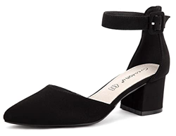 Greatonu Zapatos de Tacón Ancho Negro Espigón Suede Modo de Fiesta para Mujer Tamaño 36 EU precio