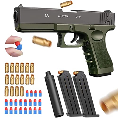 M1911 Shell Ejection Soft Bullet Toy Gun - Pistola De Juguete Realista/Pistola De Juguete con Balas NiñOs con Cargador Y Silenciador De Balas (Green)