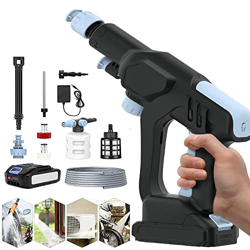 Limpiador de alta presión con batería para riego, limpieza y desinfección, mini pistola de espuma para lavado de coches, batería de 21 V/2,0 Ah, máx.  en oferta