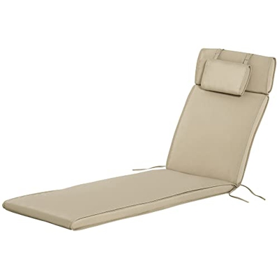 Outsunny Cojín para Tumbona de Exterior 198x53x5 cm Desenfundable y Lavable con Reposacabezas Extraíble Colchoneta Plegable de Algodón para Silla Recl