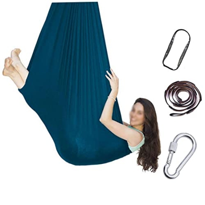 Hamaca De Yoga Columpio De Terapia Colgante Elástico Columpio para Niños Al Aire Libre Hamaca Ajustable para Niños Adultos para Jugar Azul