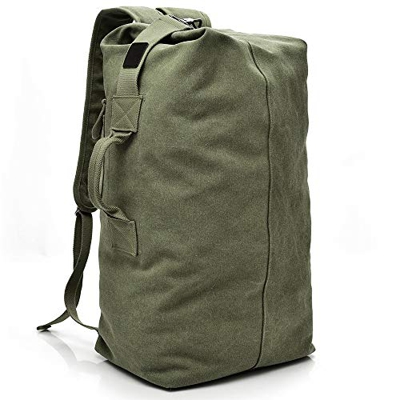 SPAHER Mochilas de Marcha Hombre Acampada Bolsa de Lona Mujer Senderismo Mochila Bolso de Viaje Trekking Camping Deporte al Aire Libre 35L (Verde Mili