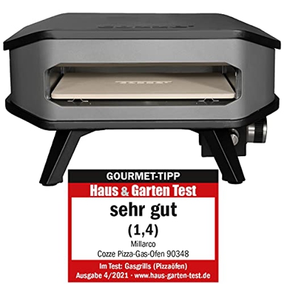 Cizze® - Horno portátil para pizza (piedra para pizza hasta 400 grados, regulable con 34 x 34 cm, piedra para pizza portátil, terraza, balcón