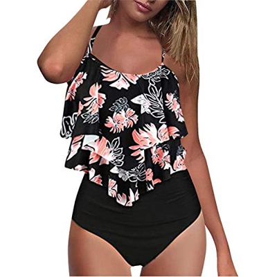 2021 Nuevo Mujer Bikini Trajes de Baño, Moda Mujer Dos Piezas Ropa de Playa Conjunto de Bikinis Impresión Sexy Push up Bikini Tankinis Mujer 2 Piezas 