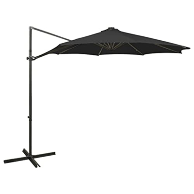 Beyamis Sombrilla voladiza con Poste y Luces LED Negro 300 cm (A)
