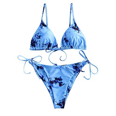 ZAFUL - Bikini de triángulo para mujer, azul, S