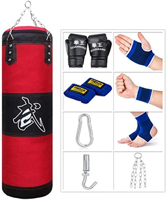 Sfeexun - Sacos de Boxeo para Colgar, Equipo de Boxeo para Gimnasio en Casa con Guantes, Cadena, Gancho de Techo para Entrenamiento Pesado para Adoles
