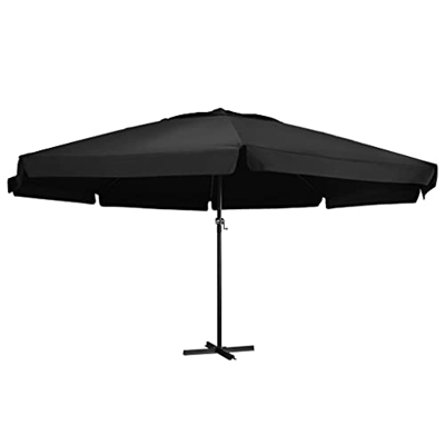 Beyamis Sombrilla de jardín con Palo de Aluminio Negro 600 cm