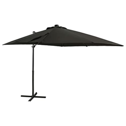 Beyamis Sombrilla voladiza con Poste y Luces LED Negro 250 cm en oferta