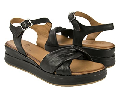 Zerimar Sandalias Verano Mujer | Sandalias de Piel | Sandalias Planas Mujer | Sandalias Cuero Mujer | Zapatos de Verano | Color: Negro Talla 40