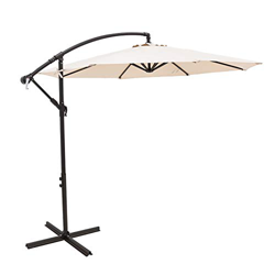 C-Hopetree 3m Offset Cantilever Patio Garden Sombrilla Sombrilla al aire libre con soporte de base cruzada, beige en oferta