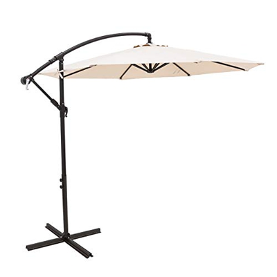 C-Hopetree 3m Offset Cantilever Patio Garden Sombrilla Sombrilla al aire libre con soporte de base cruzada, beige