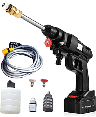 Deals - Hidrolimpiadora de alta presión, 24 V, pulverizador a batería de 5600 mA-Tubo de 5 m, para la limpieza de coche/vallas/jardín/patio/piscina.