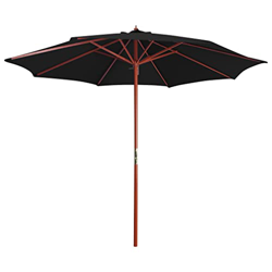 Beyamis Sombrilla de jardín con Palo de Madera Negro 300x258 cm características