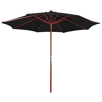 Beyamis Sombrilla de jardín con Palo de Madera Negro 300x258 cm