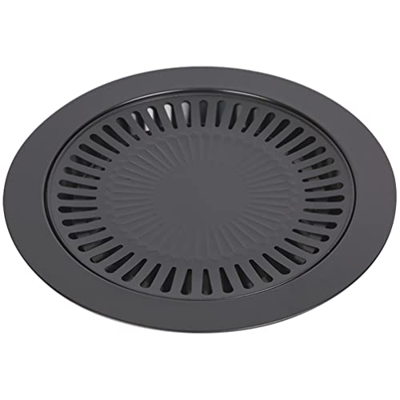 Lurrose Barbacoa Parrilla Pan Coreano Tradicional Barbacoa Placa Bandeja No Stick Hierro Stefetop Parrilla Pan para La Barbacoa para Exteriores BBQ Ba