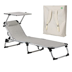 Totò Piccinni Kamp - Tumbona plegable ligera de aluminio con cojín y techo ajustable (melange) en oferta