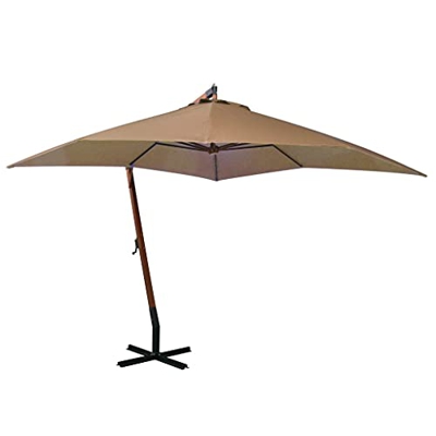 Beyamis Sombrilla Colgante con Palo Madera Maciza Abeto Gris Taupe 3x3m