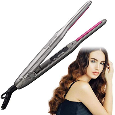 ZCFXGHH Profesional Plana de Hierro para Cabello Corto 2 en 1 LED Plancha de Pelo rizos Lana cerámica Barba Delgado lápiz Hierro Plano del Pelo del Pe