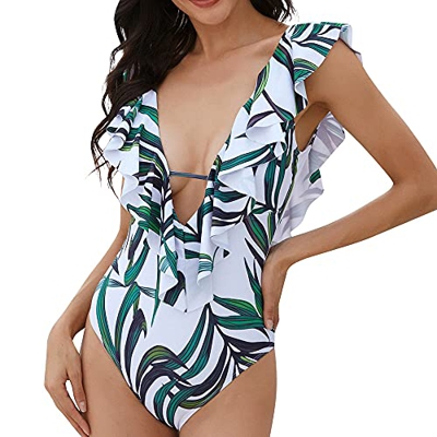 heekpek Traje de Baño de Una Pieza Sexy Bikini Mujer Trajes de Baña Bikini Conjuntos Brasileño Mujer Playa Ropa de Baño Sexy Bañador de Baño Ruffle Co