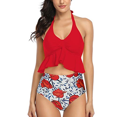 2021 Nuevo Mujer Bikini Trajes de Baño, Moda Mujer Dos Piezas Ropa de Playa Conjunto de Bikinis Impresión Sexy Push up Bikini Tankinis Mujer 2 Piezas 