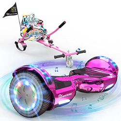 EVERCROSS Hoverboards con Asiento Patinete de autoequilibrio con Hoverkart 6.5 "Hover Scooter Board Altavoces Bluetooth y LED Go Kart Regalo Ideal par en oferta