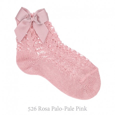Calcetín Corto Algodón Calado Con Lazo Condor. 526-rosa Palo 000
