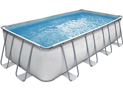 Piscina tubular rectangular gris -4,88 x 2,44 x 1,22 m-Sin filtración