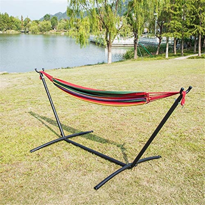 Yuefensu Hamaca con columpio, hamaca de ocio al aire libre, hamaca para acampada, hamaca portátil de un solo soporte, hamaca pesada (color: rojo, tama
