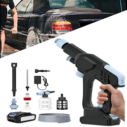 Limpiador de alta presión con batería de 21 V, máx. 45 bar, 652 psi, portátil, con batería de iones de litio, cargador y accesorios de limpieza, 3 niv características