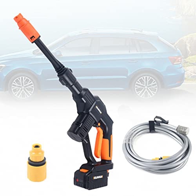 Limpiador de alta presión a batería, 20 V, portátil, con batería de iones de litio, cargador y manguera de 5 m para la limpieza de coche, jardín, vent