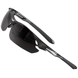 ATTCL Gafas de sol polarizadas deportivas mejoradas para hombres, mujeres, ciclismo, conducción, pesca, protección UV 7027-C1 Black en oferta