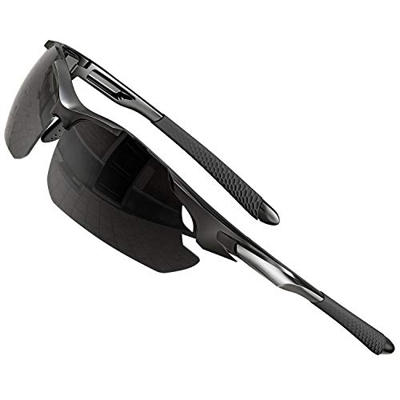 ATTCL Gafas de sol polarizadas deportivas mejoradas para hombres, mujeres, ciclismo, conducción, pesca, protección UV 7027-C1 Black