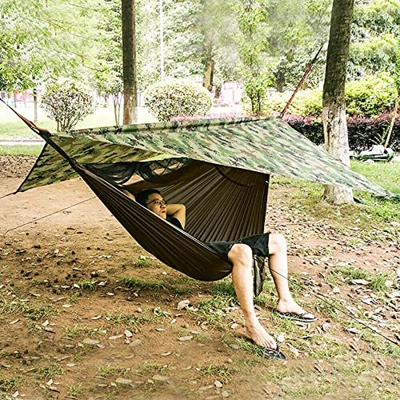 Hamaca para 2 personas, ultraligera, transpirable, para camping, con mosquitera y lona de tienda de campaña, para exteriores, nailon paracaídas, 200 k