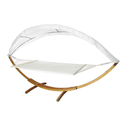 Jiubiaz Hamaca con estructura de madera, hamaca con techo, hamaca Hammock hasta 200 kg, para 2 personas al aire libre en oferta
