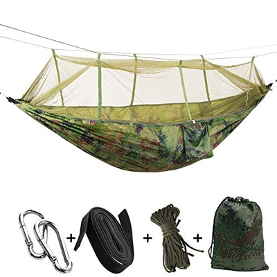 Esenlong Hamaca portátil de viaje para camping con mosquitero (camuflaje)