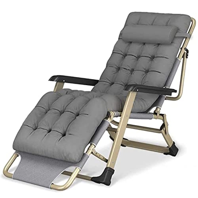 YSDQ Jardn silln reclinable con Almohada para la Cabeza, silln Plegable Zero Gravity con cojn de algodn, para tumbonas de jardn al Aire Libre, Patio, 