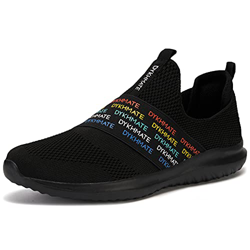 DYKHMATE Zapatillas de Running Mujer Zapatillas Deportivas Ligero Transpirables Malla Sneakers Fitness Atlético Slip On Rainbow Caminar Zapatos (Negro características