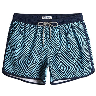 MaaMgic Bañador Hombre de Natación Secado Rápido Interior de Malla Pantalones Cortos d'Aire Vintage 80s 90s,Retro Remolino-Azul,S