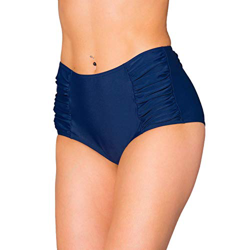 Aquarti Bragas de Bikini Talle Alto y Frunce Lateral - Mujer, Azul Oscuro, 48 precio