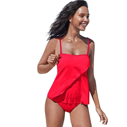 YJING Bikini sexy para mujer, traje de baño de triángulo, bandeau, tankini para mujer, traje de baño push-up, traje de baño para verano, playa, 03-roj en oferta