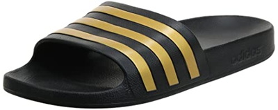 adidas Adilette Aqua, Chanclas Unisex Adulto, Core Black/Gold Metallic/Core Black, 39 EU
