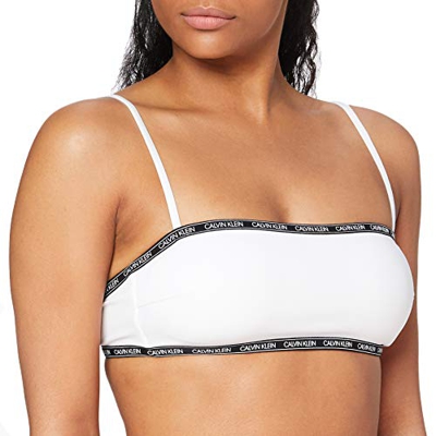 Calvin Klein Bandeau-rp Parte Superior de Bikini, Pvh Classic White, M para Mujer