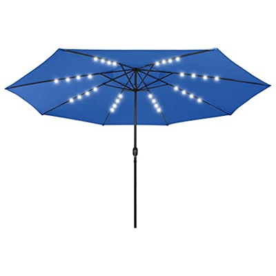 Beyamis Sombrilla de jardín con Luces LED Palo de Metal 400 cm Azul