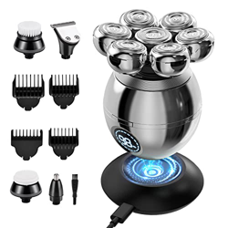 Kriogor Afeitadora Eléctrica Hombre, Afeitadora Cabeza Hombre 6 en 1 con carga Rotativa 7 Cabezales para Cabeza Calva, Pelo de Nariz, Cabello y Limpie en oferta